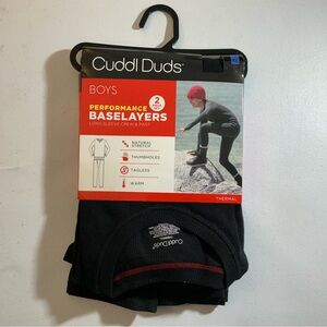 NWT Cuddl Duds Performance Base Layer Boys XL 2 Piece Set Black